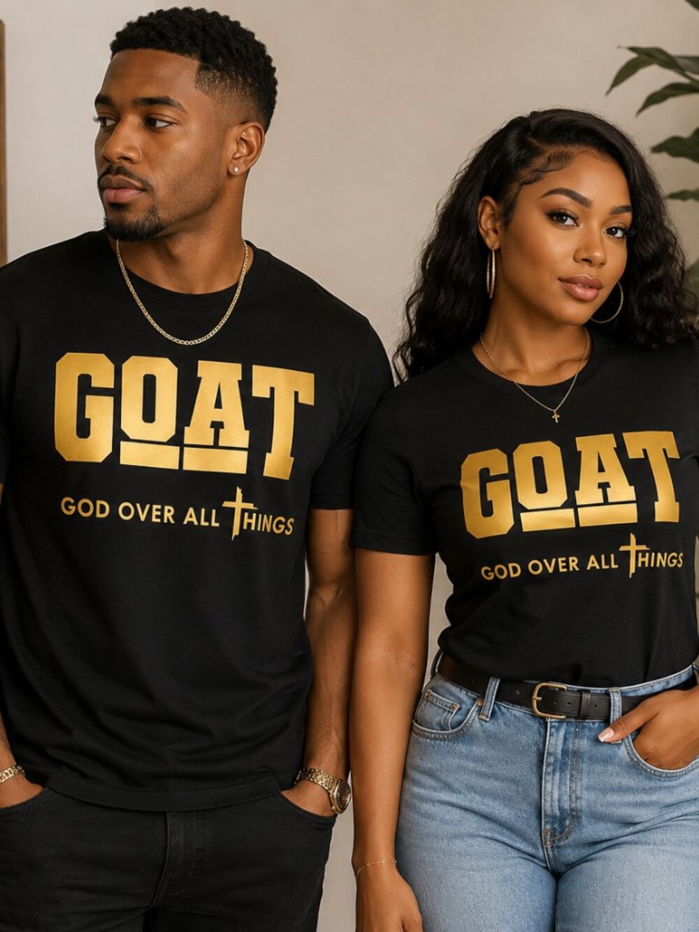 Black and Gold GOAT Faith T-Shirt | God Over All Things